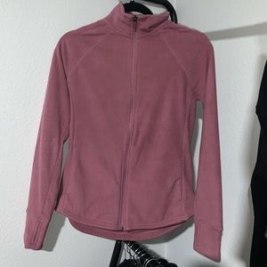 Mauve/Pink fleece mock/ funnel neck zip up sweatshirt